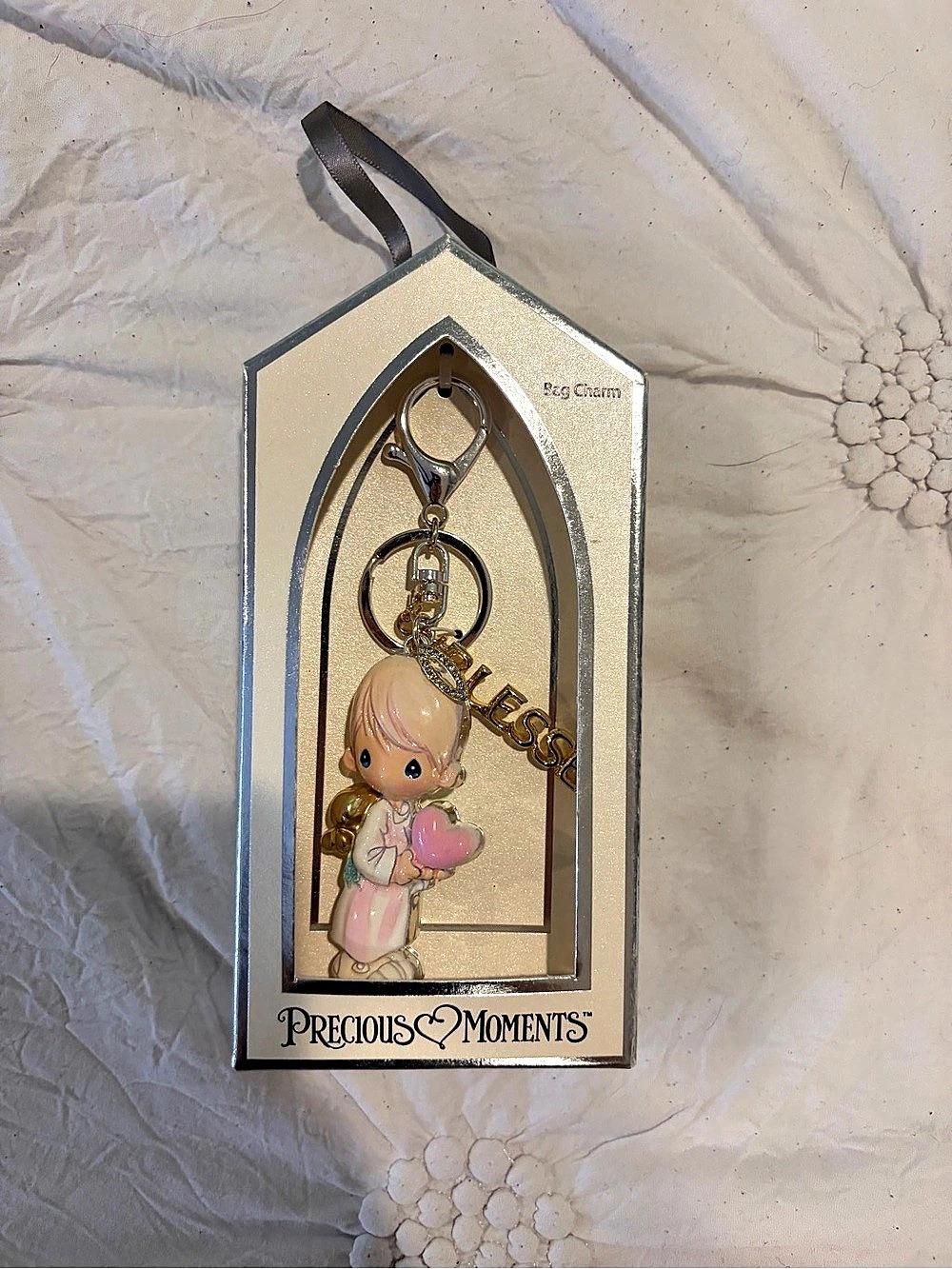 Precious Moments Blessed Angel Bag Charm Keychain Pink & Gold